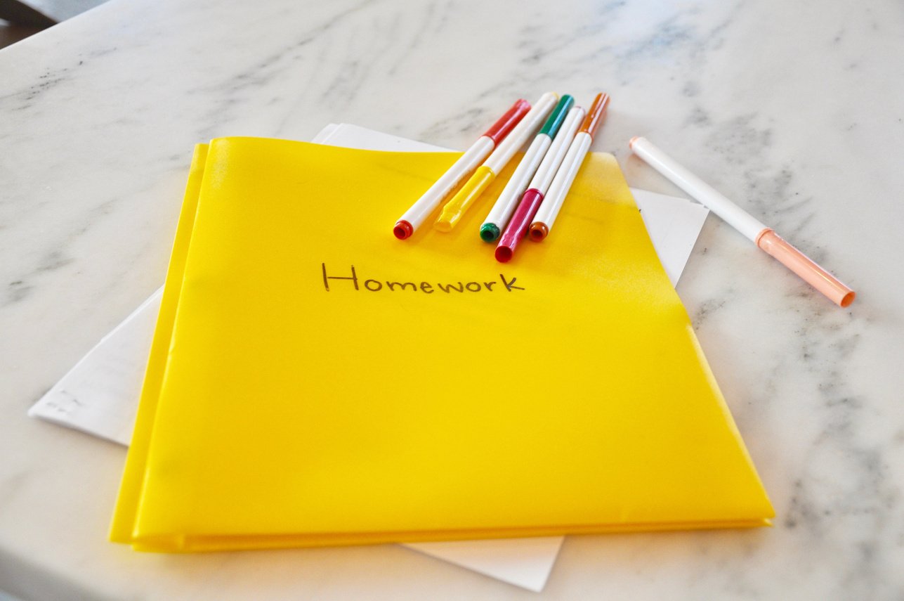 Yellow Homework Folder Homeschool Kids