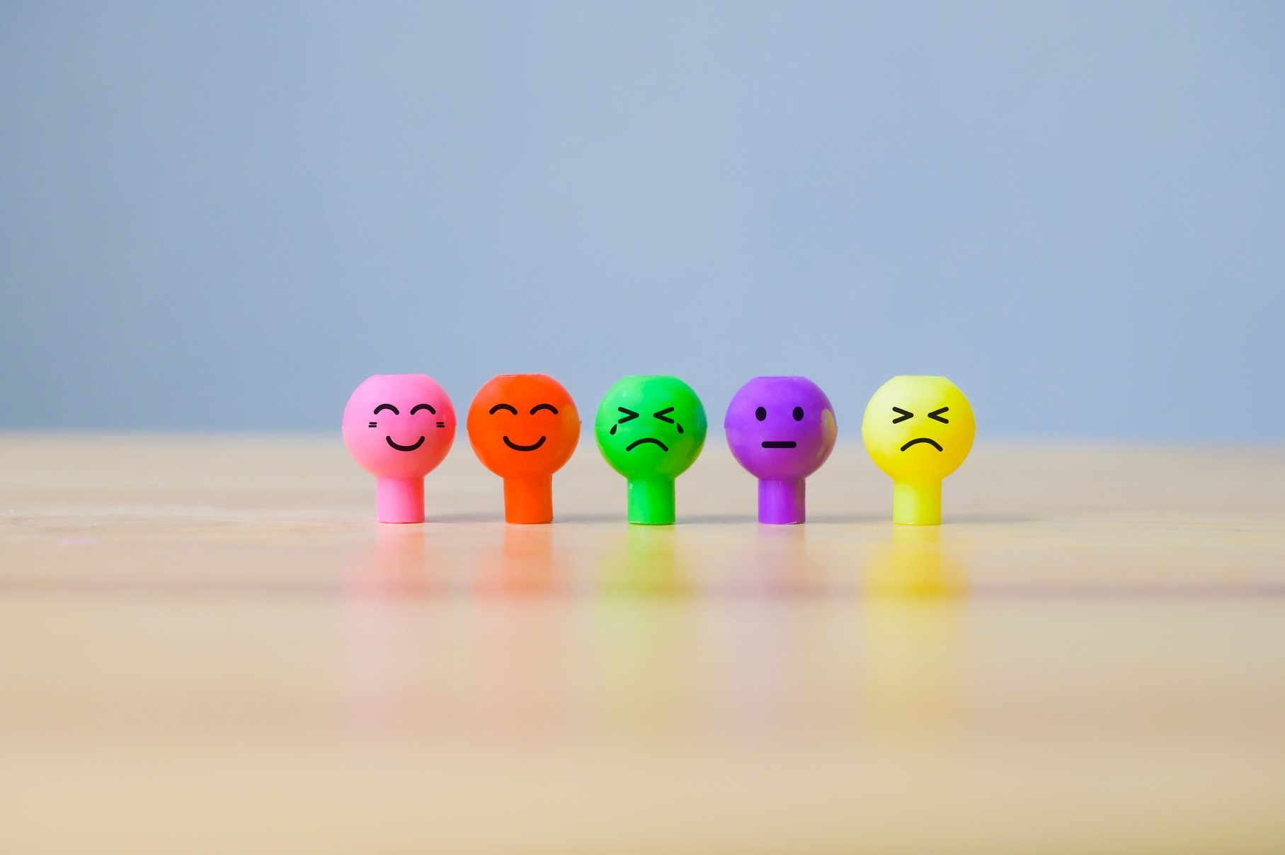 Emotions face miniature colourful. Happy smiley and sadness emotional